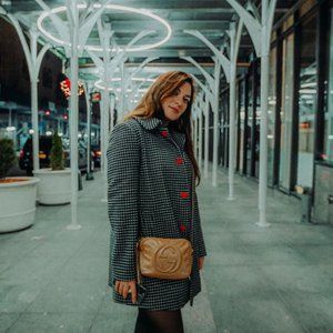 Love Moschino Reds and Gingham Wool Blend Coat
